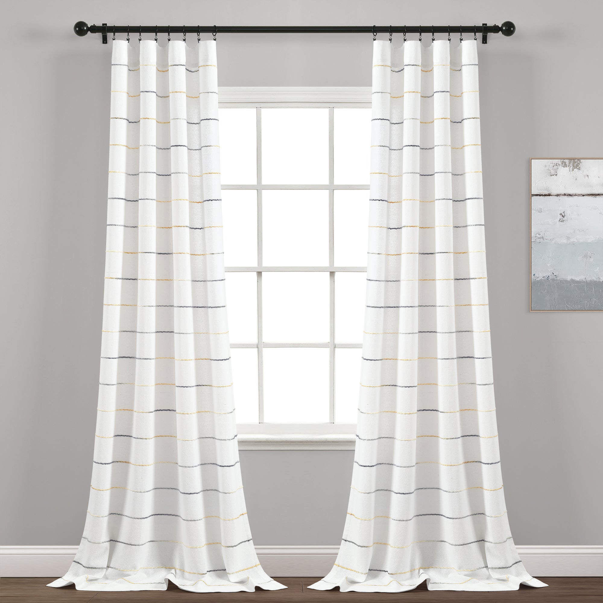 Ombre Stripe Yarn Dyed Cotton Window Curtain Panel Set