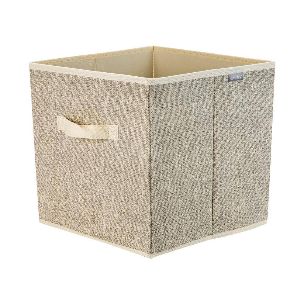 Simplify 12 in. H x 12 in. W x 12 in. D Beige Plastic Cube Storage Bin 25432-FEJ