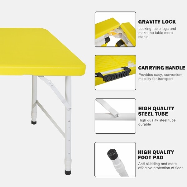 4ft Portable Folding Table Indoor Outdoor Foldable Table for Camping