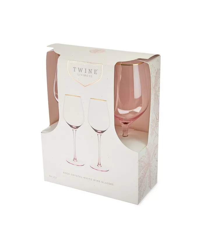 Twine Rose Crystal White Wine Glass Set of 2