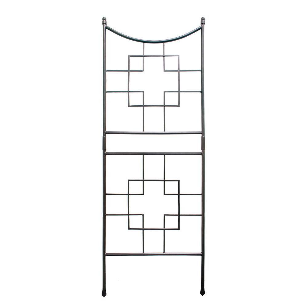 ACHLA DESIGNS 86 in. Tall Graphite Powder Coat Finish Square-On-Squares Modern Garden Trellis FT-25