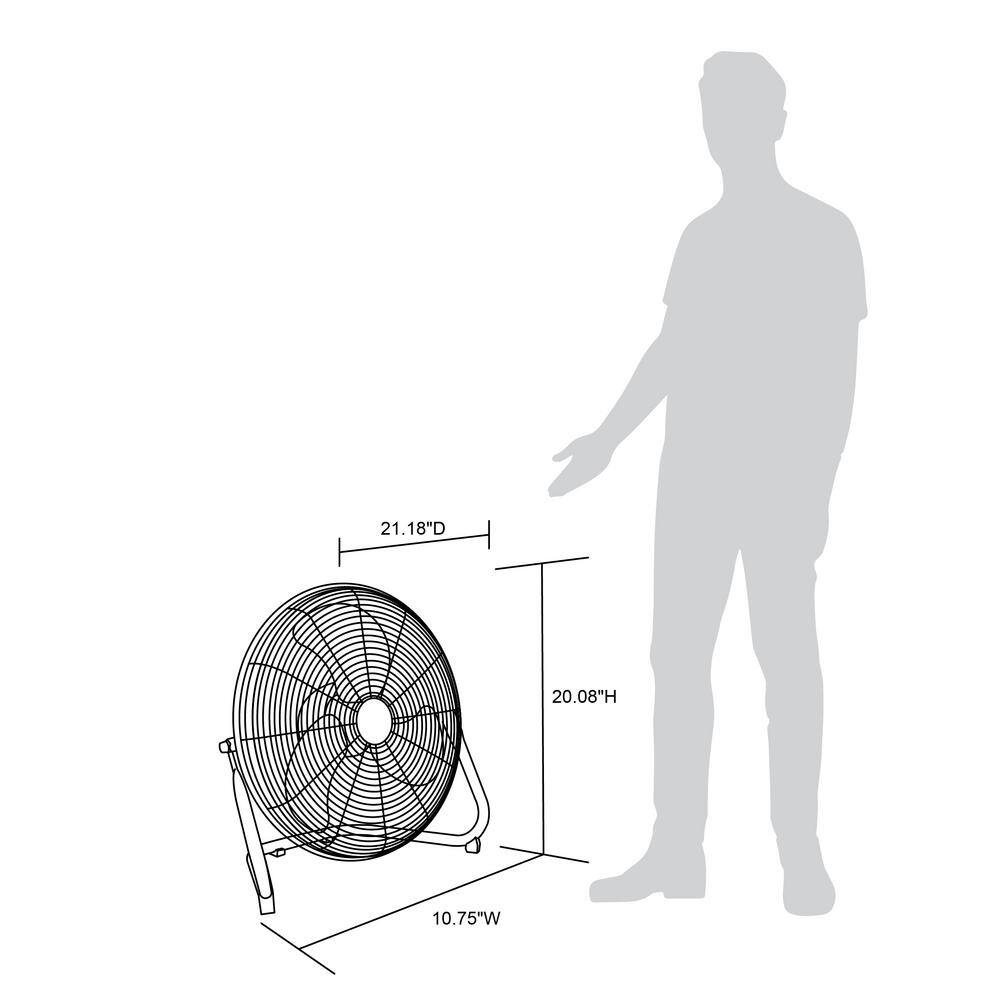 NewAir 18 in. High Velocity Portable Floor Fan with 3 Fan Speeds and Long-Lasting Ball Bearing Motor - Black WindPro18F