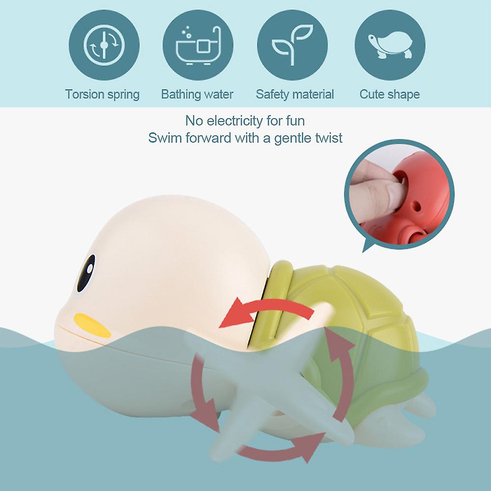 Douyin Explosion Baby Bathing Water Cool Swim Small Turtle Clockwork Animal Bathroom Play Water Children Toys Red Turtle Head Color Mixed Hair (opp Ba