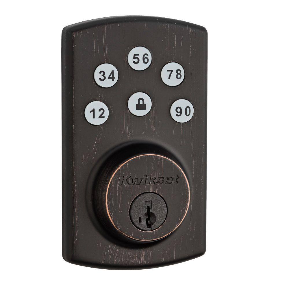 Kwikset Powerbolt2 Venetian Bronze Single Cylinder Keypad Electronic Deadbolt Featuring SmartKey Security 99070-103