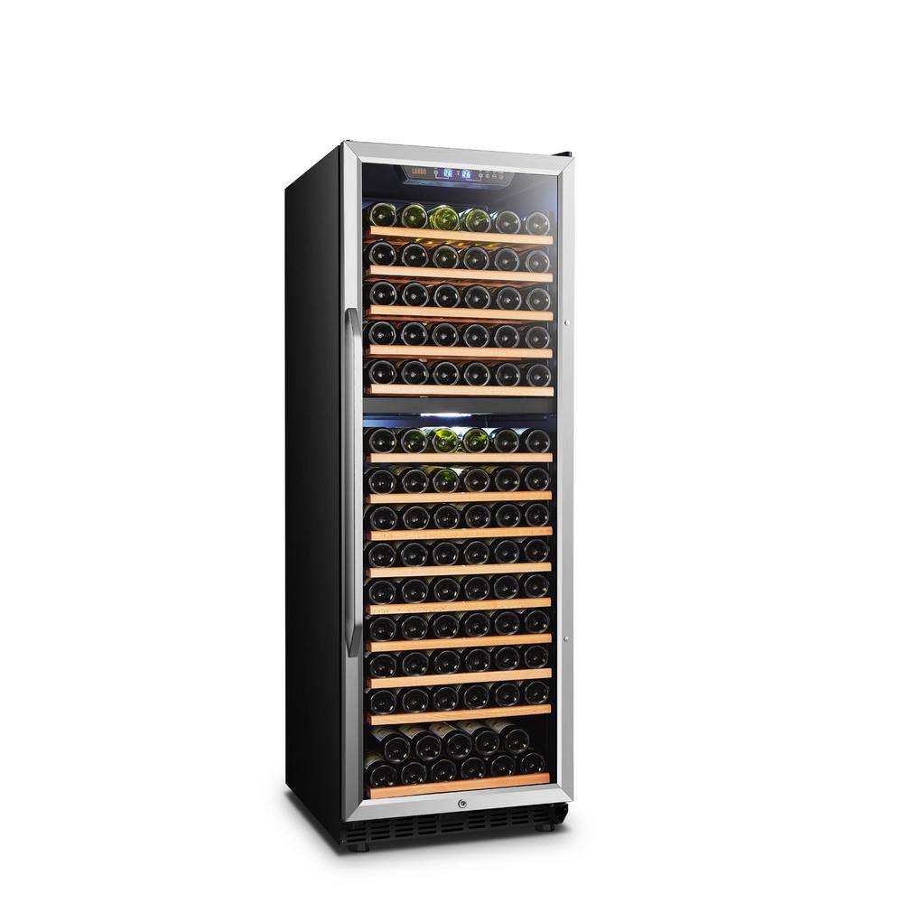 LANBO 23 in. 160-Bottle Stainless Steel Dual Zone Wine Refrigerator LW165D