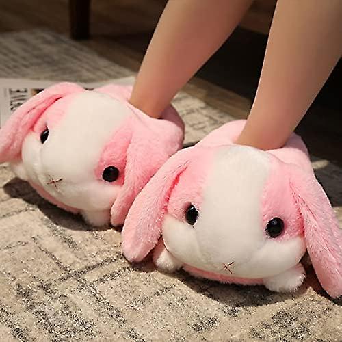 Rabbit/hamster/dog Shaped Plush Slippers， Creative Wrapping Fuzzy Warm Lined Winter Drag Shoes For Adults Indoors 35-41cm Pink Rabbit One Size