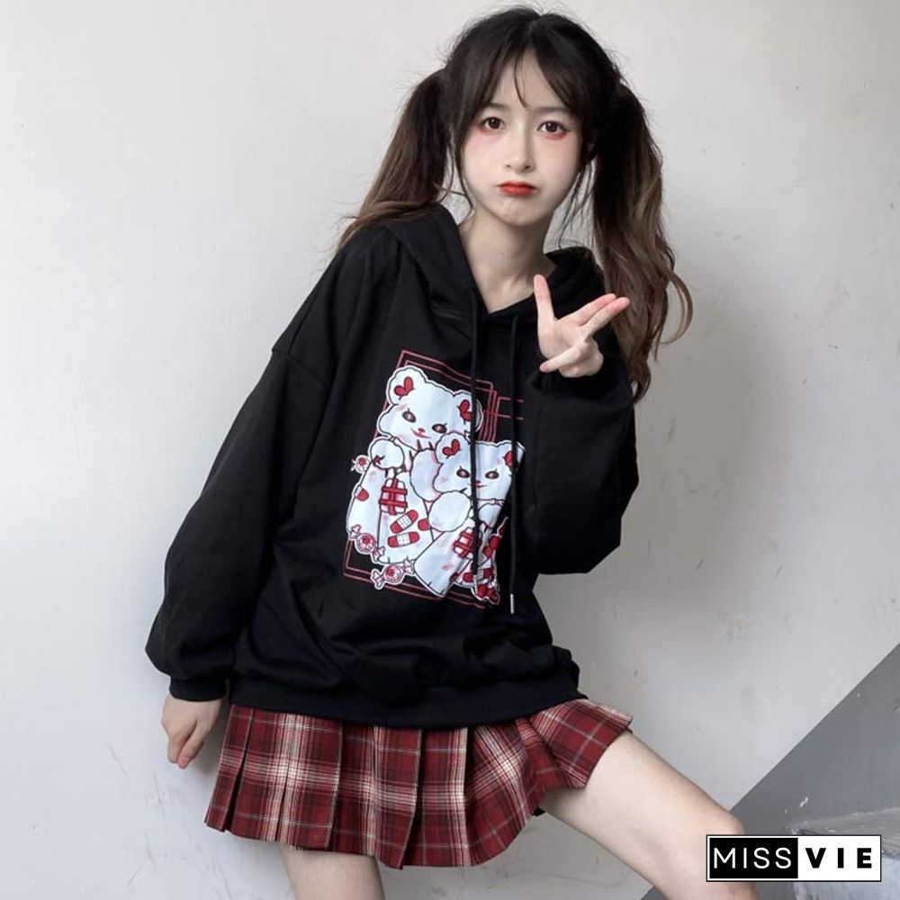 Cartoon Print Casual Hoodie