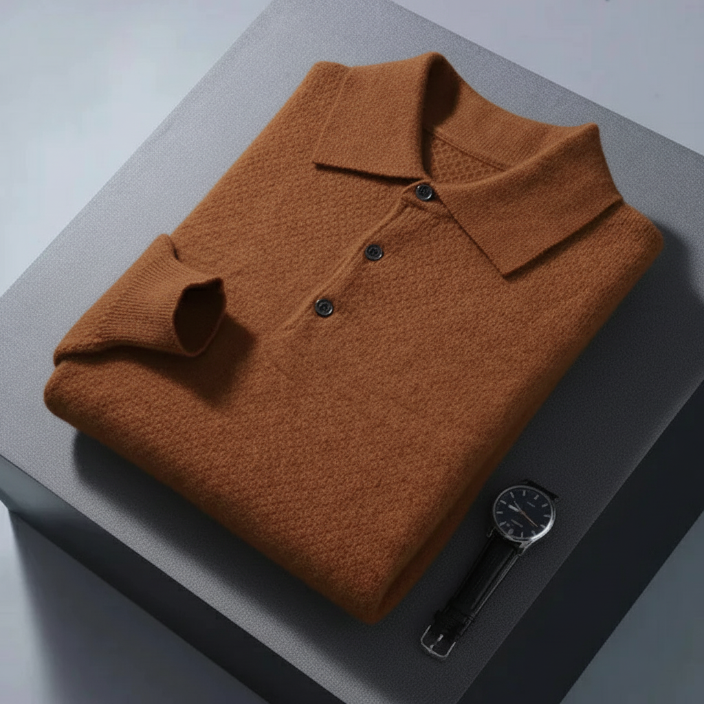 Men's Casual Button Cashmere Polo Warm Comfortable Sweater