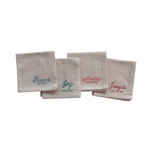 Holiday Cotton Chambray Cocktail Napkins，Set of 4