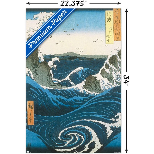 Trends International Utagawa Hiroshige Naruto Whirlpool Awa Province Unframed Wall Poster Prints