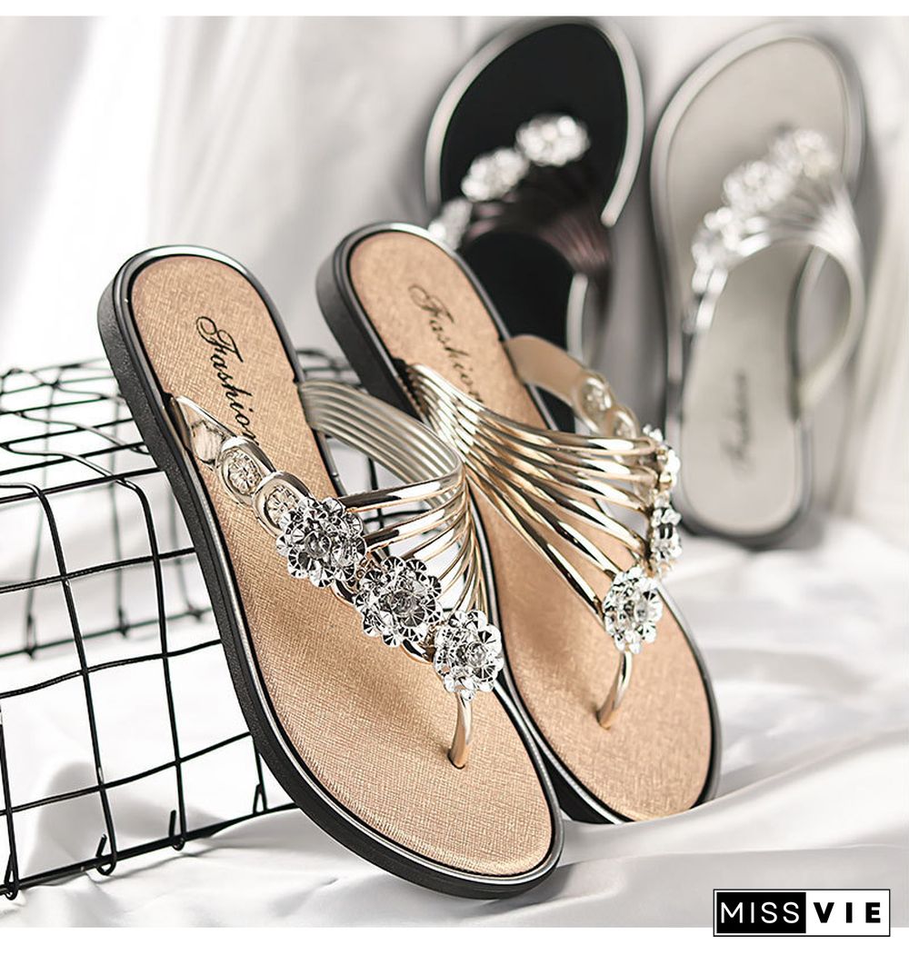 Summer Sandals New Flat Pinch Women's Shoes Light Slippers