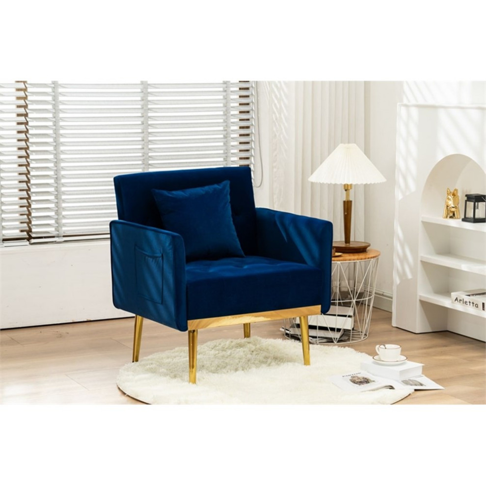 28.3  x27 x27Wide Velvet Contemporary Modern Style Accent Armchair Blue Color   Midcentury   Armchairs And Accent Chairs   by Homesquare  Houzz