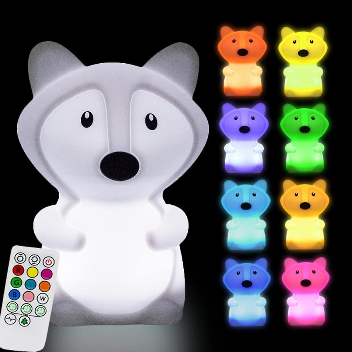 Fox Night Lights For Kids， Silicone Night-light， Bedside Lamp，7 Colors Children's Remote Bedroom Light For Toddlers/boys/girls/adults/bedroom