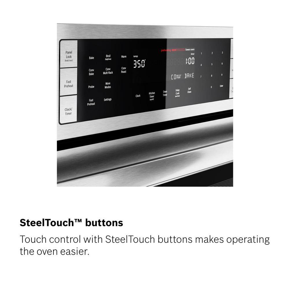 Bosch 800 Series 30 in Built-In Electric Convection Double Wall Oven in Stainless Steel w True Convection Cooking Self-Clean HBL8651UC