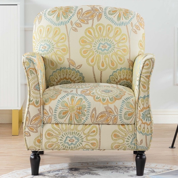 Accent Chair Armchair with Wood Legs， Fabric Upholstered Accent Chairs for Living Room Bedroom