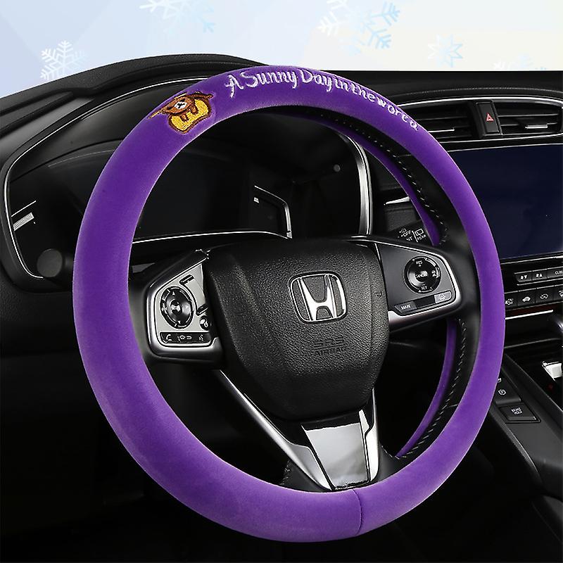 Short Plush Car Steering Wheel Cover Cartoon Winter Fashion New Warm Handle Cover For Men And Women Cute Internet Red Car Handle Cover