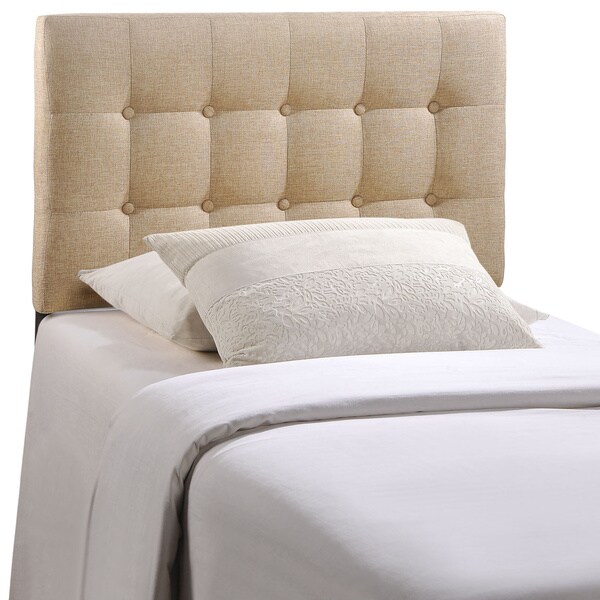 Emily Grey Button-tufted Fabric Twin-size Headboard - - 9278365