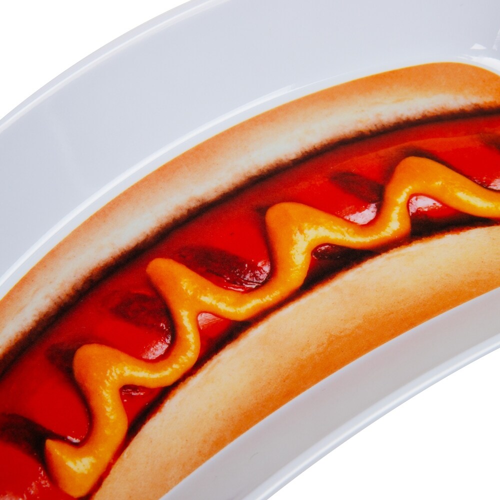 Mind Reader Hot Dog Serving Plates for Parties and BBQs  4 Piece Set  Melamine  8.5\