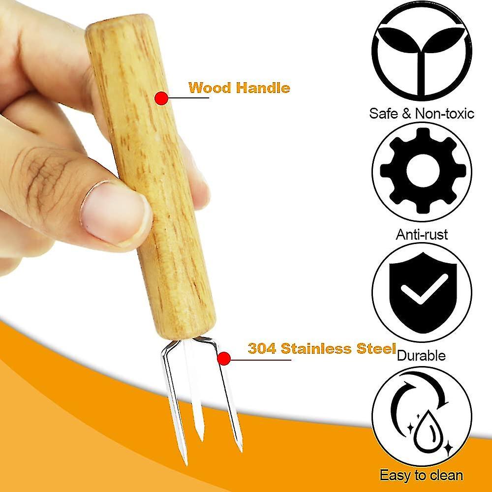 8 Pcs Fruit Fork 3 Prong Corn Skewer With Wooden Handle Rust Proof Corn Spike Stainless Steel Skewer Barbecue Bbq Skewers Corn Sharp For Fruit Vegetab