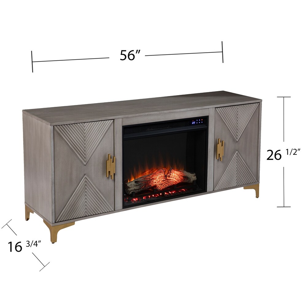 SEI Furniture Lillyvale Contemporary Media TV Stand with Electric Fireplace Insert and Storage