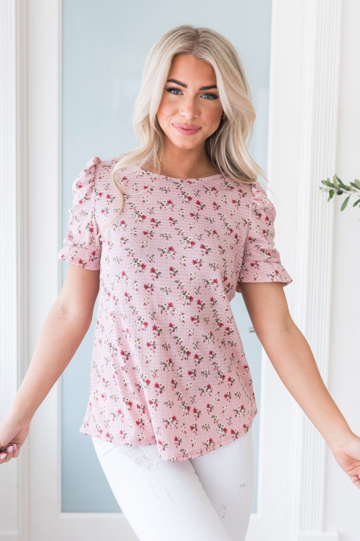 Darling Smile Ruche Sleeve Top