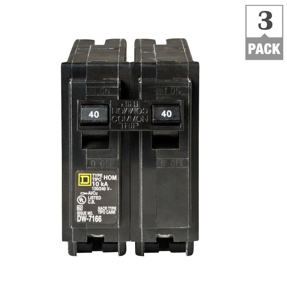 Square D Homeline 40 Amp 2-Pole Circuit Breaker (3-Pack) HOM240CP3