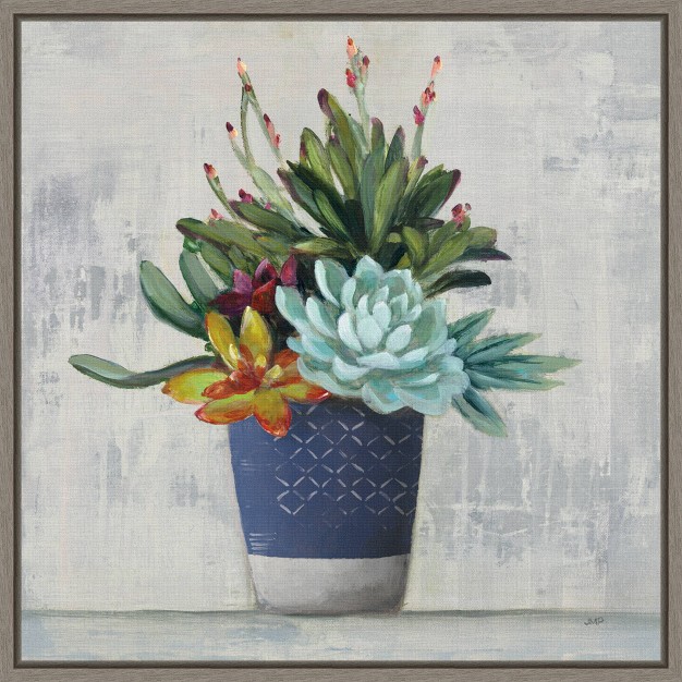 X 16 quot Succulent Still Life I Navy By Julia Purinton Framed Wall Canvas Amanti Art