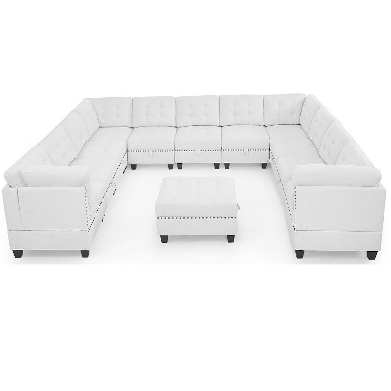 F.c Design U Shape Modular Sectional Sofa， 7 Single Chair， 4 Corner， 1 Ottoman