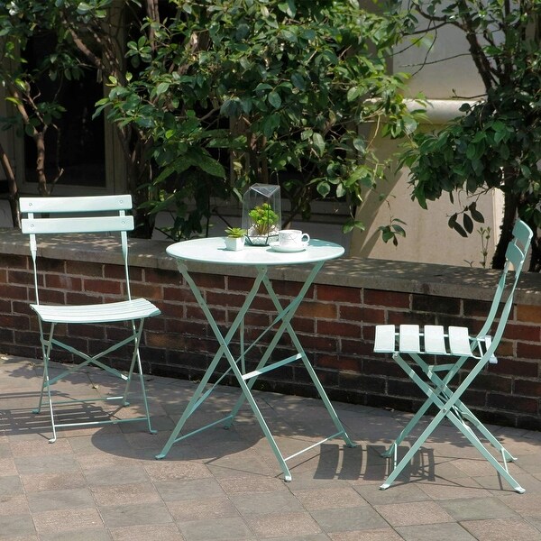 3Piece Bistro Set Folding Outdoor Furniture Sets with Premium Steel Frame Portable Design for Bistro and Balcony