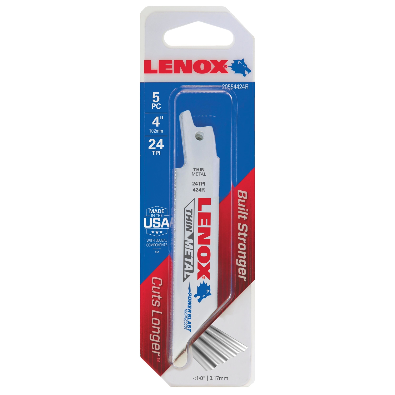 Lenox 4 in. Bi-Metal Reciprocating Saw Blade 24 TPI 5 pk