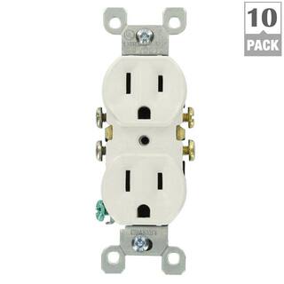 Leviton 15 Amp Residential Grade Grounding Duplex Outlet White (10-Pack) M24-05320-WMP