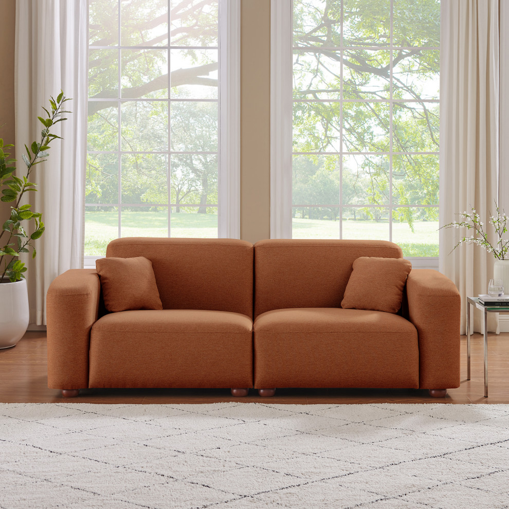 CentaurNoah 83.5 quotWide 3 Seater Sofa  Boucle/Linen Upholstery   Midcentury   Sofas   by Centaur Noah  Houzz