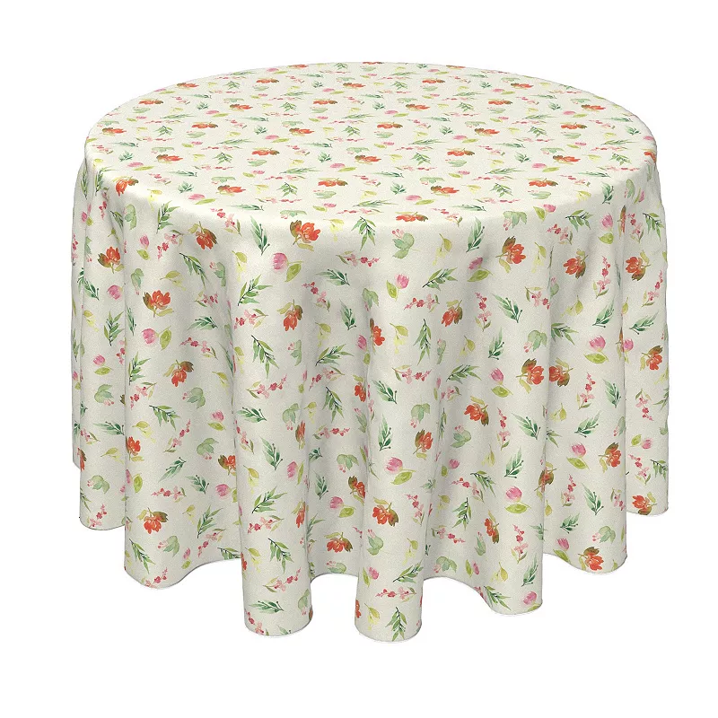 Round Tablecloth， 100% Polyester， 70 Round， Painted Petals