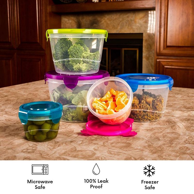 Plastic Jumbo Round Food Storage Container Set