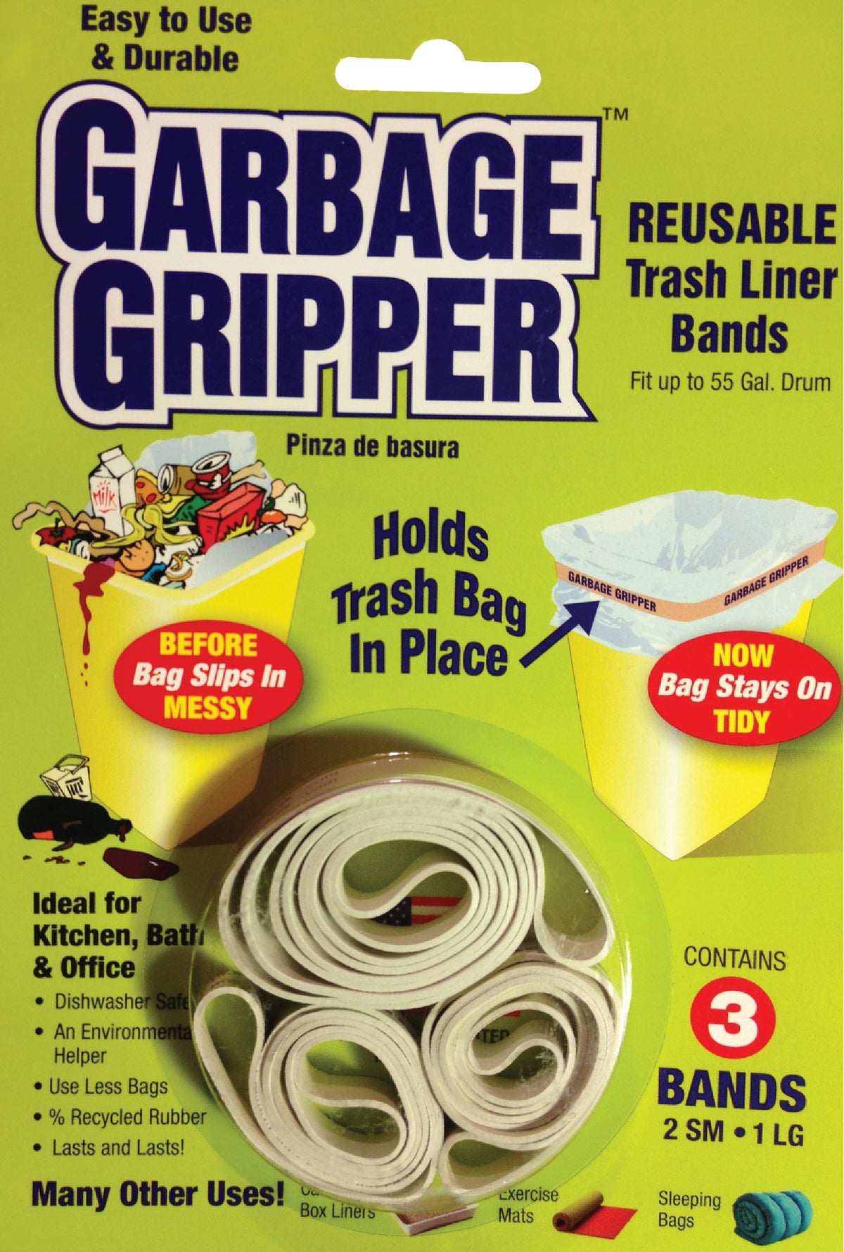 Garbage Gripper Garbage Bag Holder Band (2) Small (1) 55 Gal. Beige