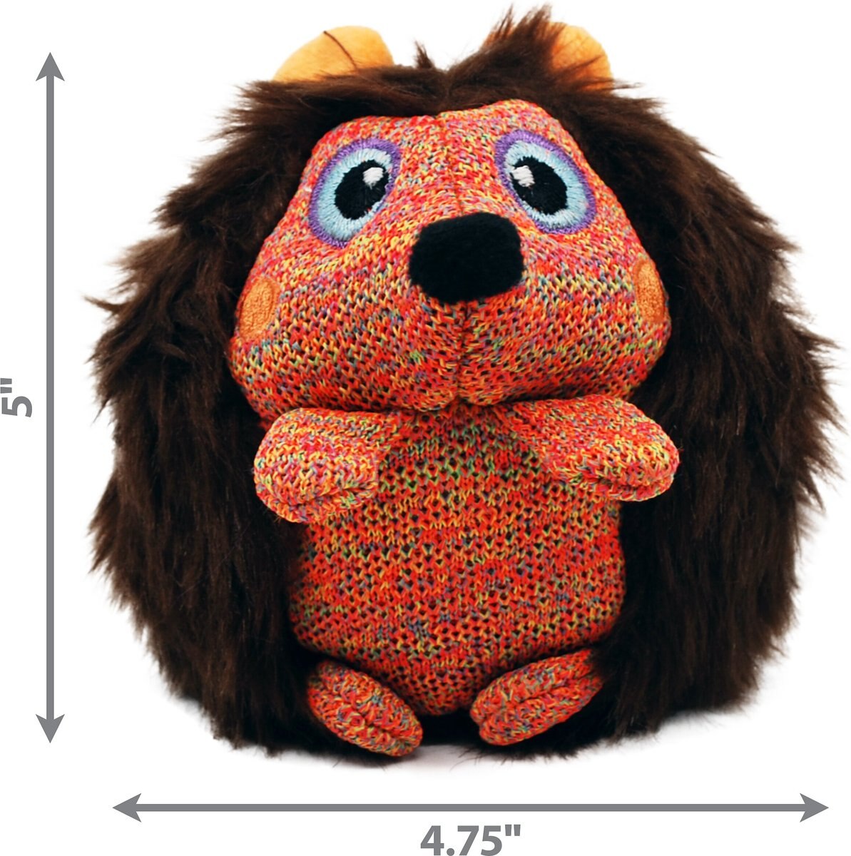 KONG ZigWigz Hedgehog Squeaky Plush Dog Toy， Medium