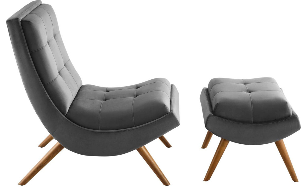 Hotwells Lounge Chair and Ottoman Set   Midcentury   Armchairs And Accent Chairs   by HedgeApple  Houzz