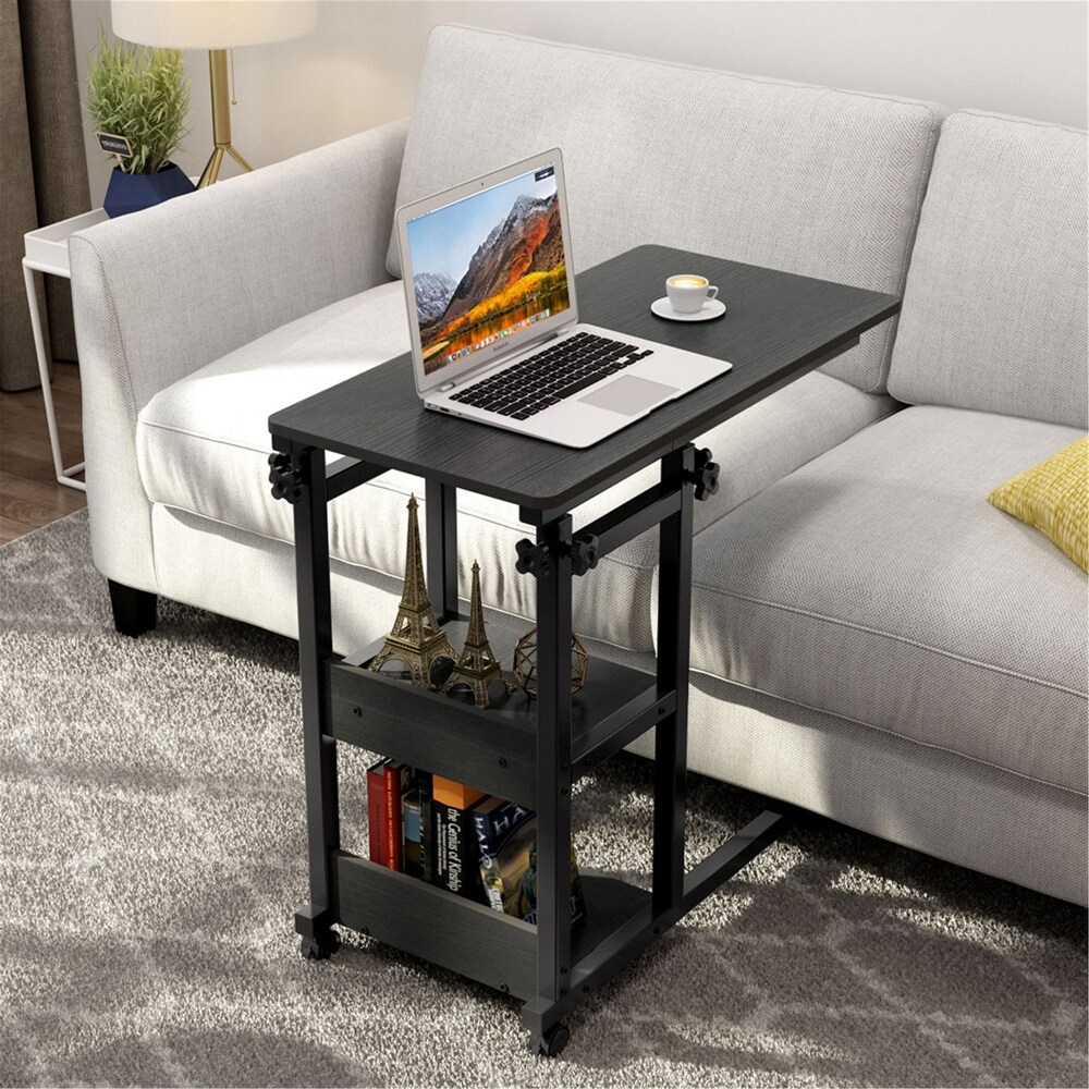 Mobile Snack Side Table  Height Adjustable C Shaped Bedside Table