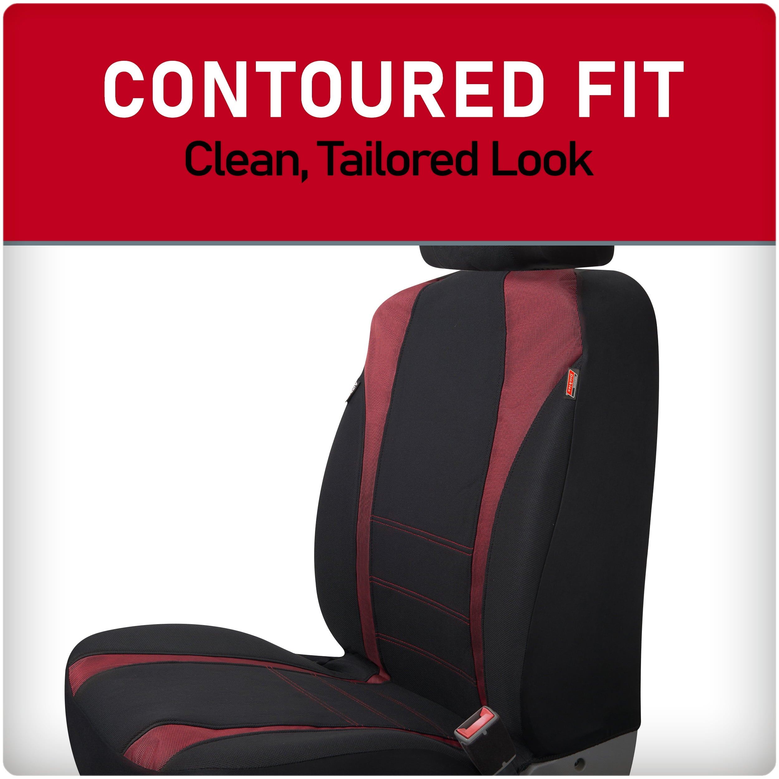 Genuine Dickies 3 Piece Truck Sport Seat Covers， Black and Red， 43640WDC