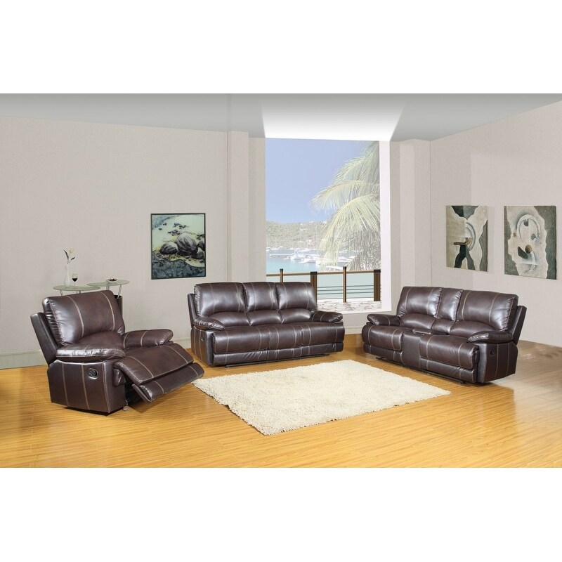 Faux Leather Air/Match Upholstered 3 Piece Living Room Console Recliner Sets