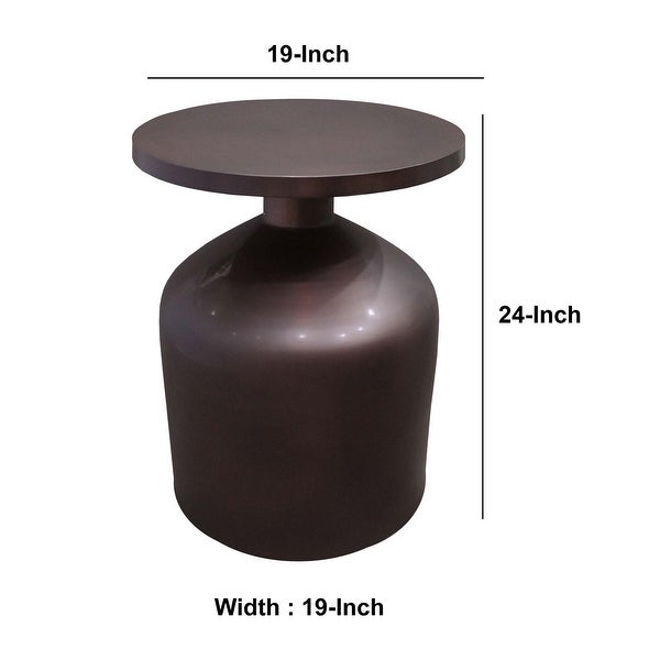 25 Inch Metal Frame End Table with Round to P and Bottle Shape Base for Hallway， Foyer， Den， Bedroom， or Living Room