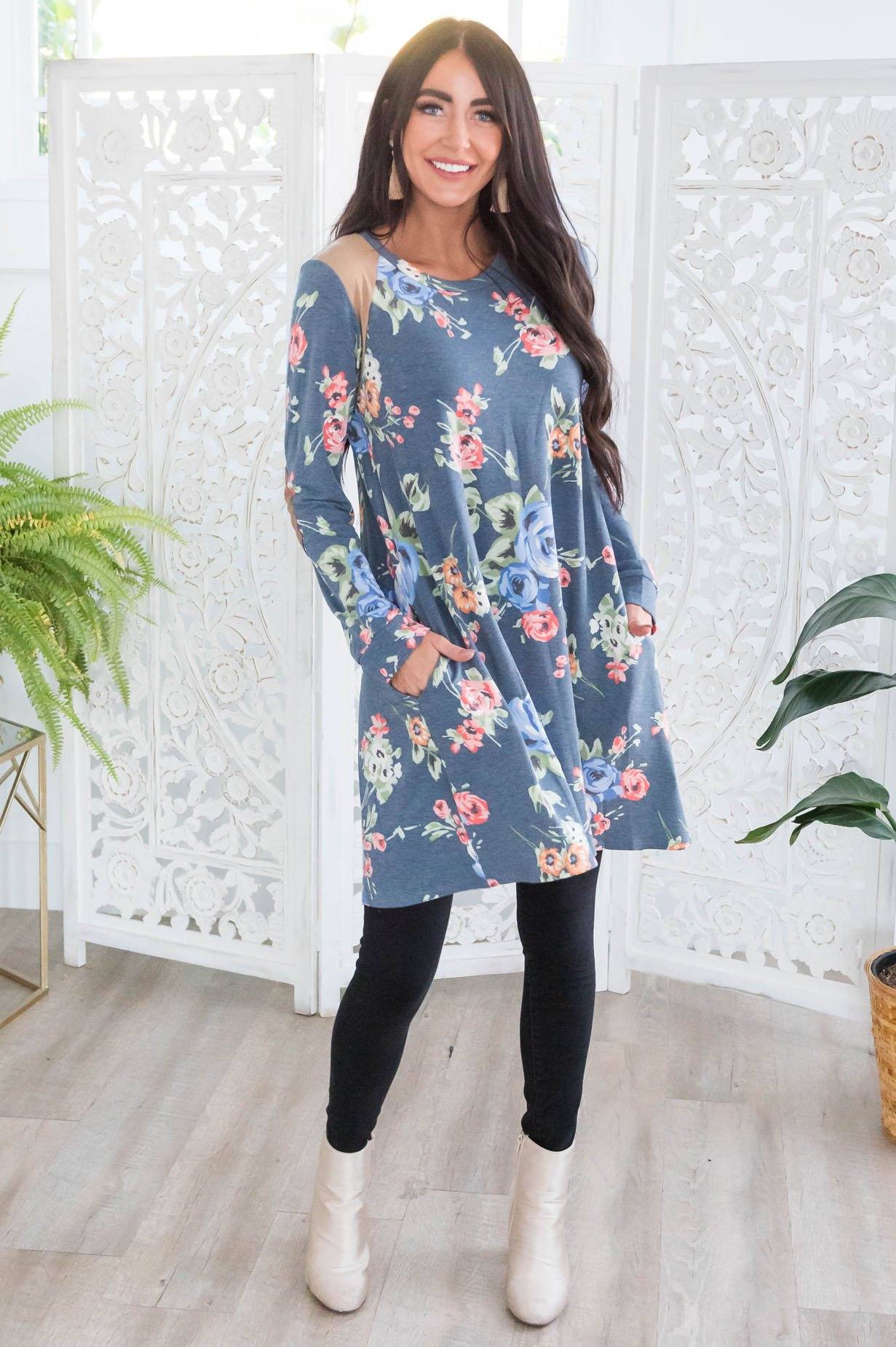 Winter Blooms Modest Tunic