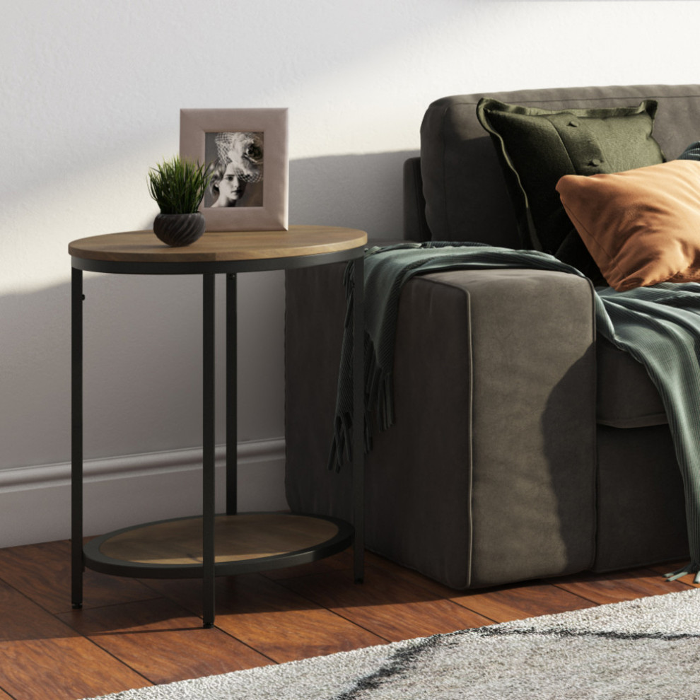 Jenna Round Side Table   Industrial   Side Tables And End Tables   by Simpli Home Ltd.  Houzz