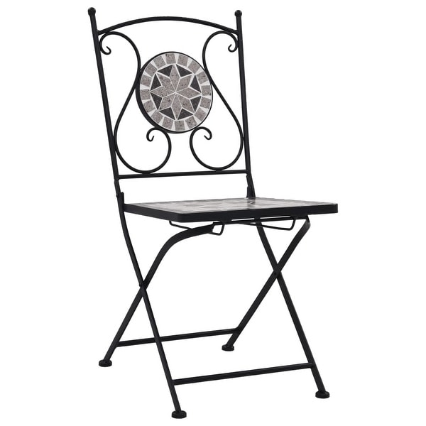 vidaXL Mosaic Bistro Chairs 2 pcs Gray