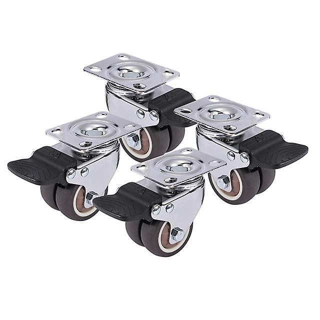 Born Pretty 4pcs  Swivel Casters Wheels 1.5andquot; / 2andquot; Heavy Duty Soft Rubber Roller Furniture Caster With Brake For Platform Trolley