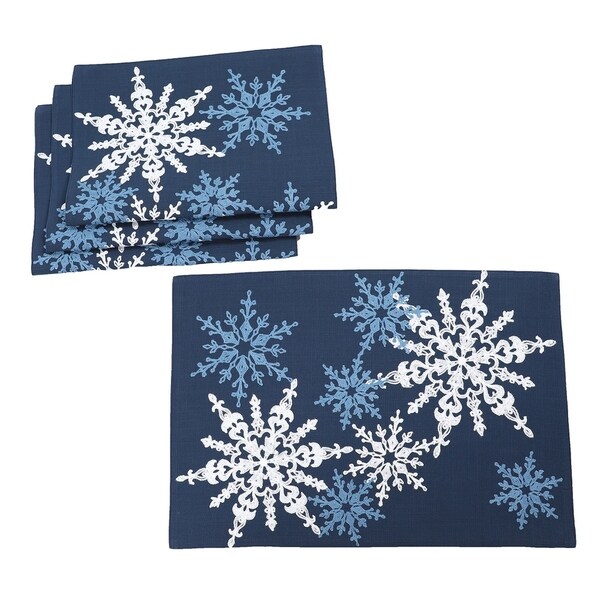 Magical Snowflakes Christmas Placemats 14x20，Set of 4，Red