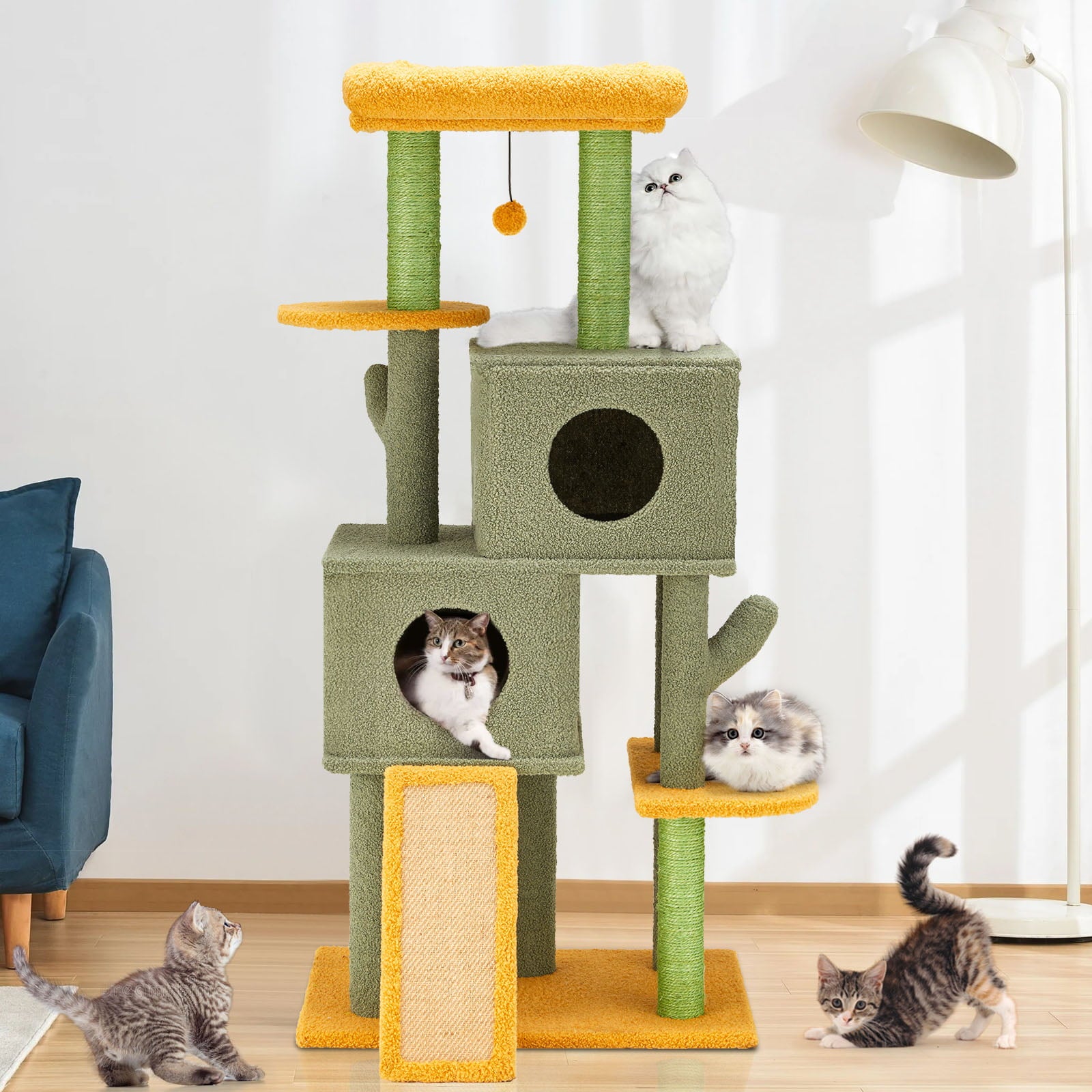 Mellcom Multi-Level Cat Tree， Cat Tower for Indoor Cats with Sisal Scratching Post and Spacious Cat Condo（50inch）