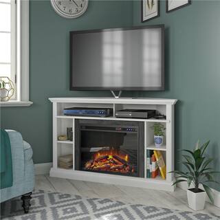 Ameriwood Home Parlor 47.625 in. Electric Corner Fireplace TV Stand in White HD68947