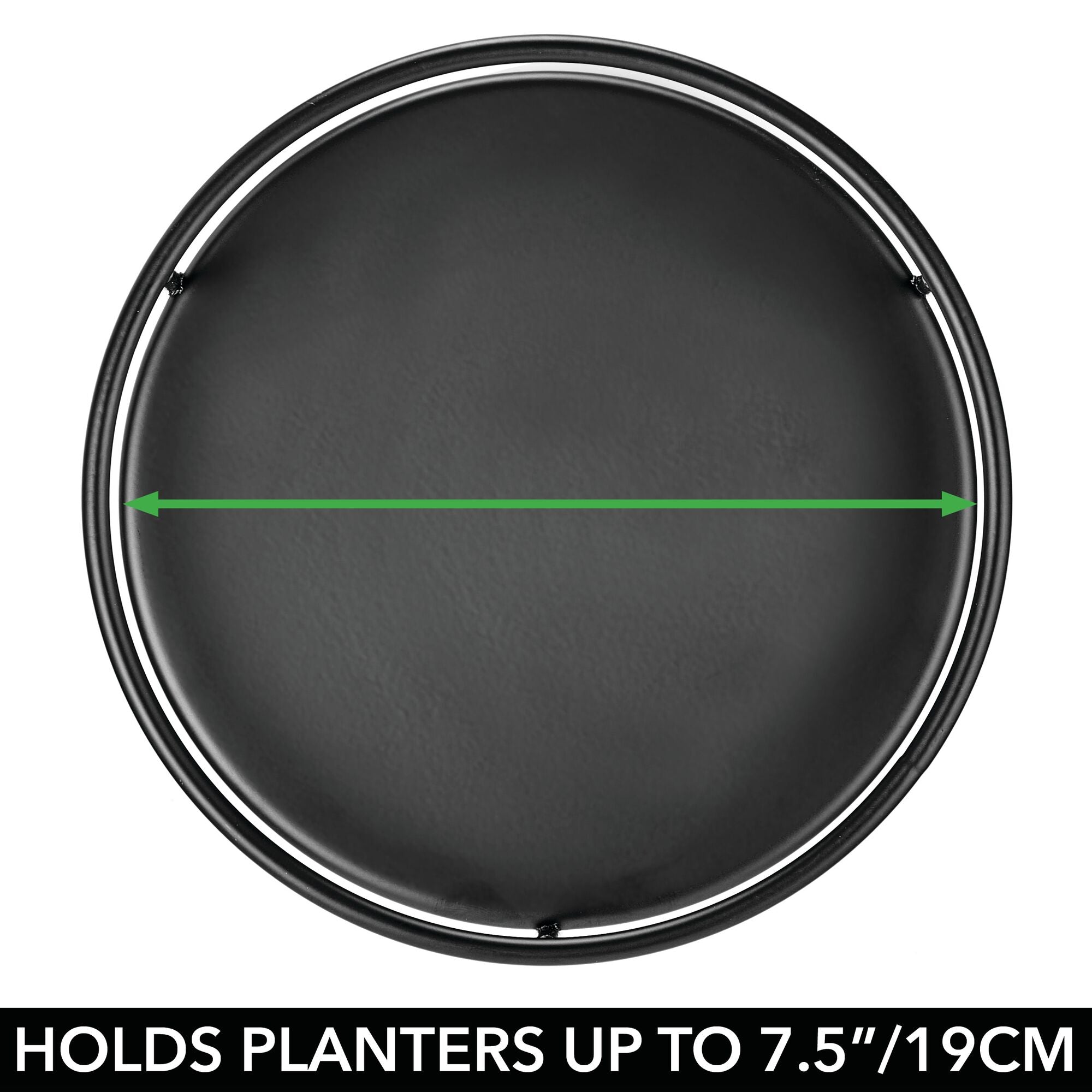 mDesign Metal 15-Inch Tall Circular Plant Stand, Planter Holder Contemporary Design Round Tray for Table, Garden; Holds Indoor/Outdoor Plants, Flower Pot - Concerto Collection - 2 Pack - Matte Black