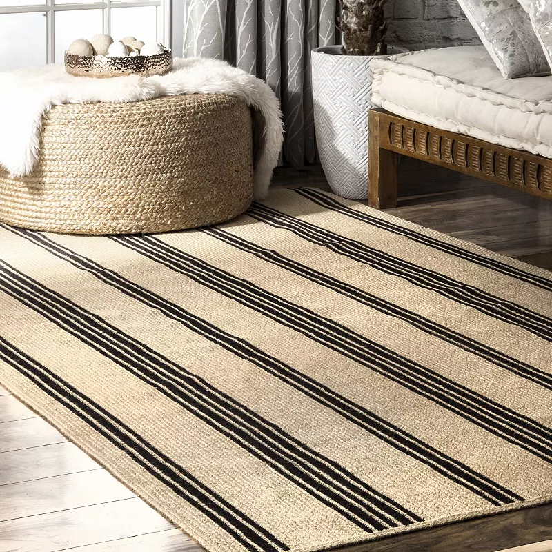 nuLoom Hand Braided Striped Brenna Area Rug